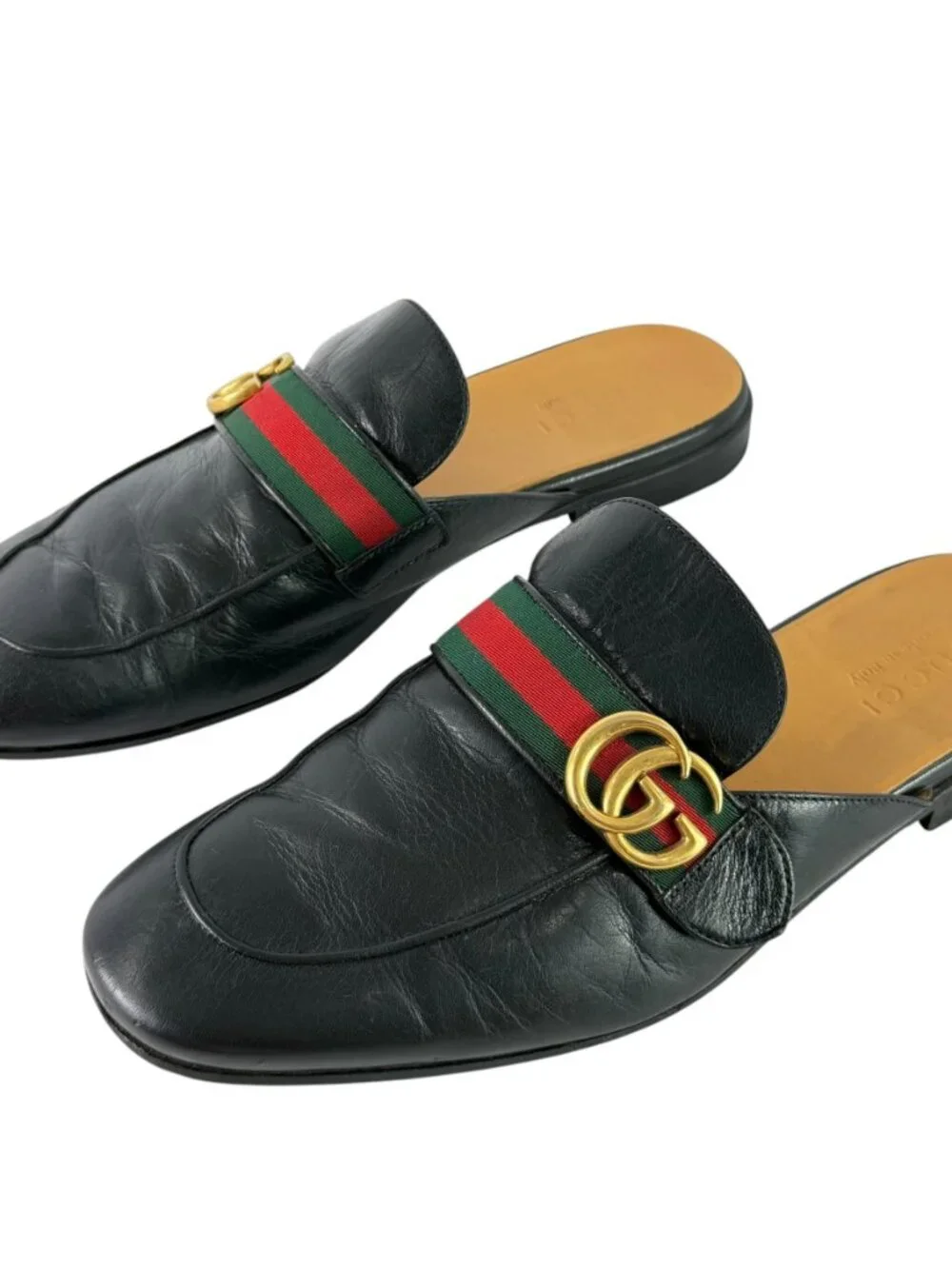 GUCCI Princetown Marmont Black Leather Men's Slides 9 - 9.5US Made in Italy